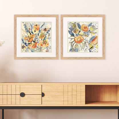Set Of Two Bursting Wildflowers Brown Framed Wall Art HomeRoots