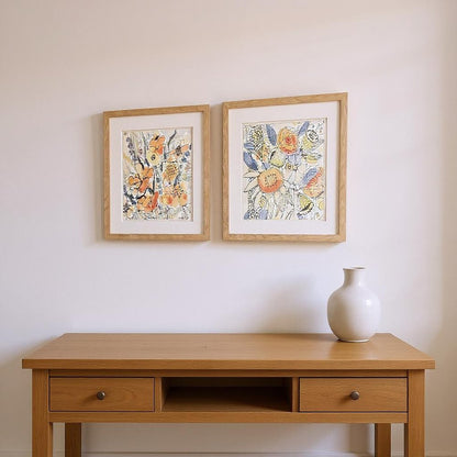 Set Of Two Bursting Wildflowers Brown Framed Wall Art HomeRoots