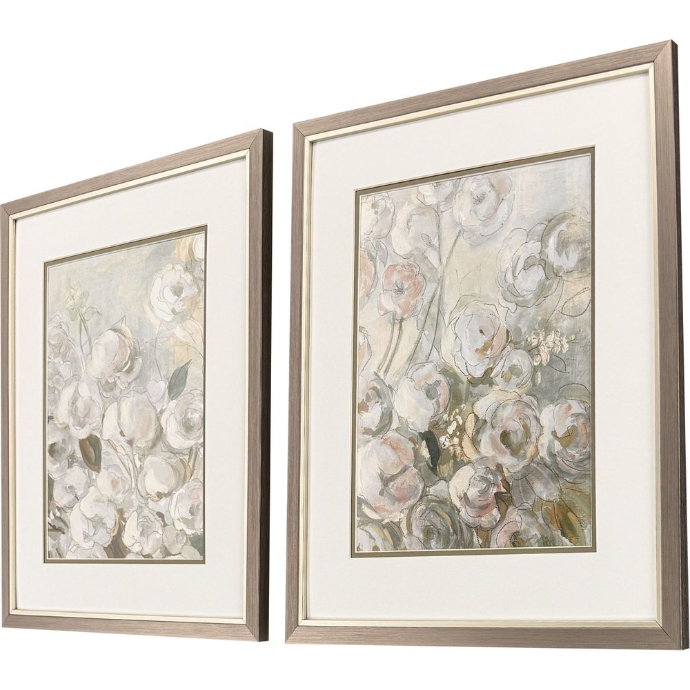 Set Of Two Climbing Roses Silver Framed Wall Art HomeRoots