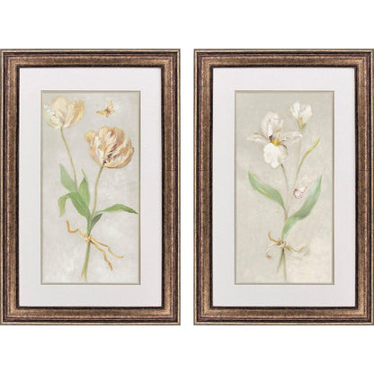 Set Of Two Tulip And Iris Gold Framed Wall Art HomeRoots