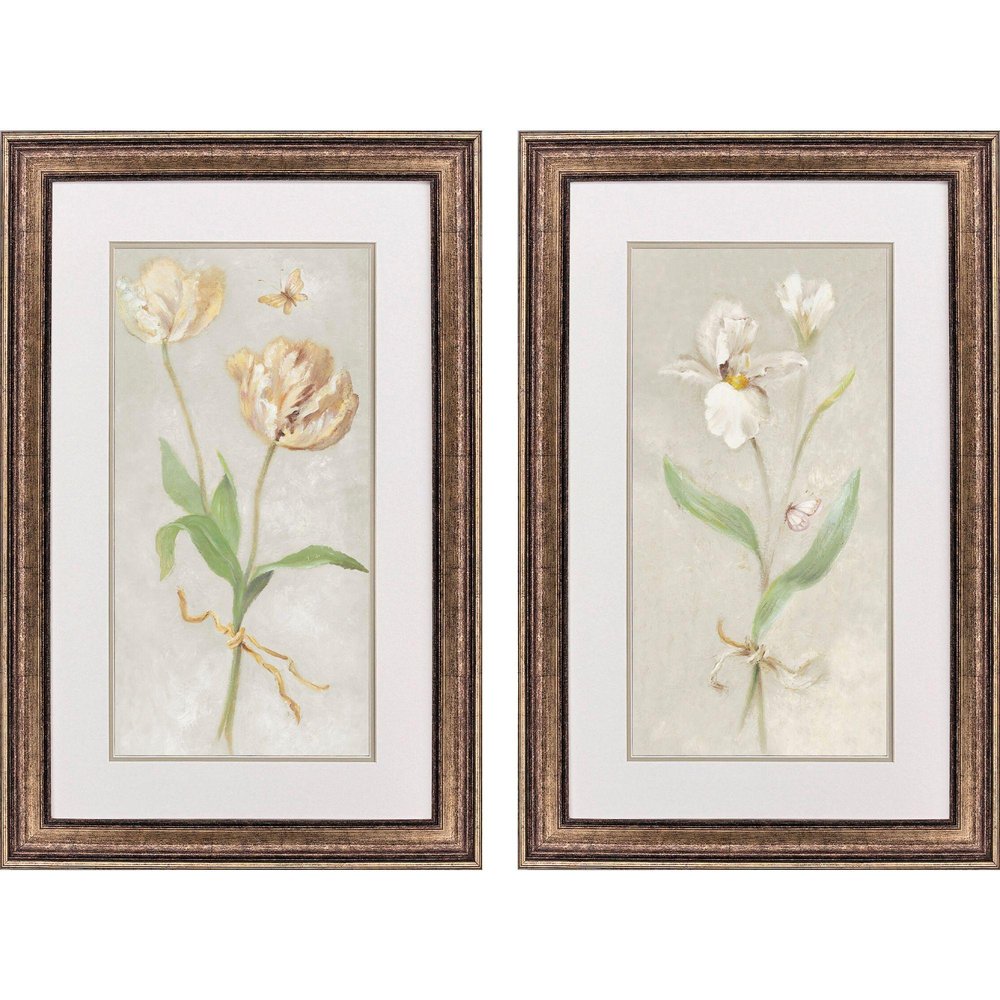 Set Of Two Tulip And Iris Gold Framed Wall Art — view 1