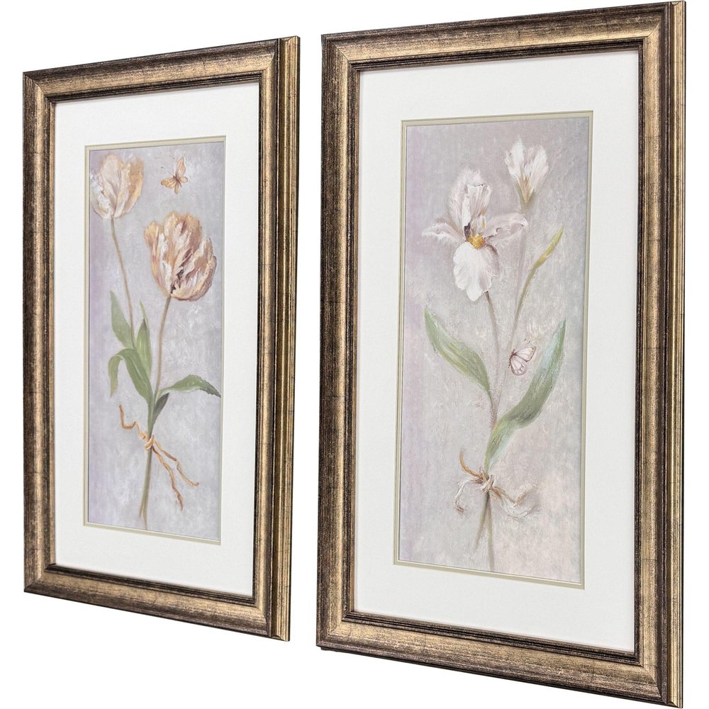 Set Of Two Tulip And Iris Gold Framed Wall Art HomeRoots
