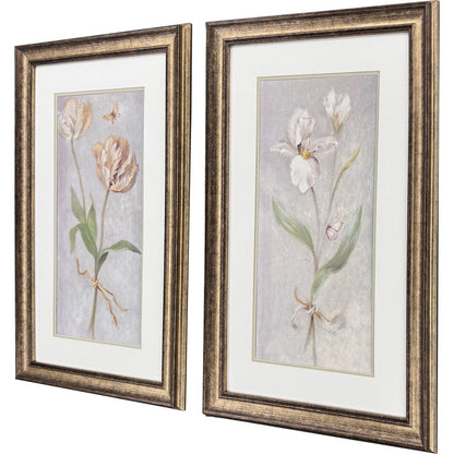 Set Of Two Tulip And Iris Gold Framed Wall Art HomeRoots