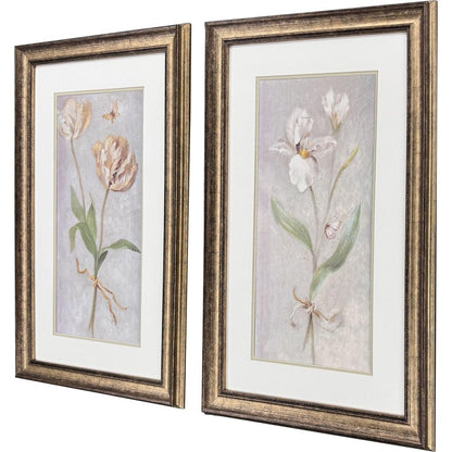 Set Of Two Tulip And Iris Gold Framed Wall Art HomeRoots