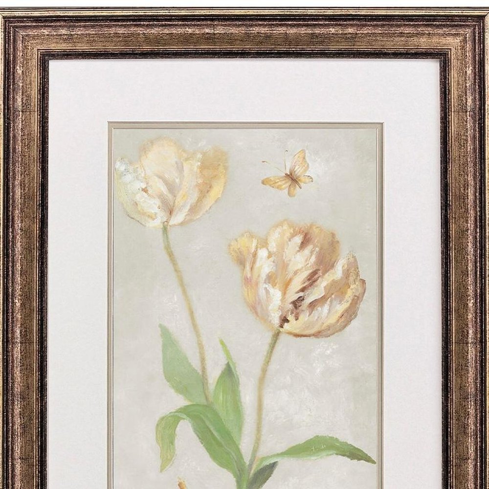 Set Of Two Tulip And Iris Gold Framed Wall Art HomeRoots