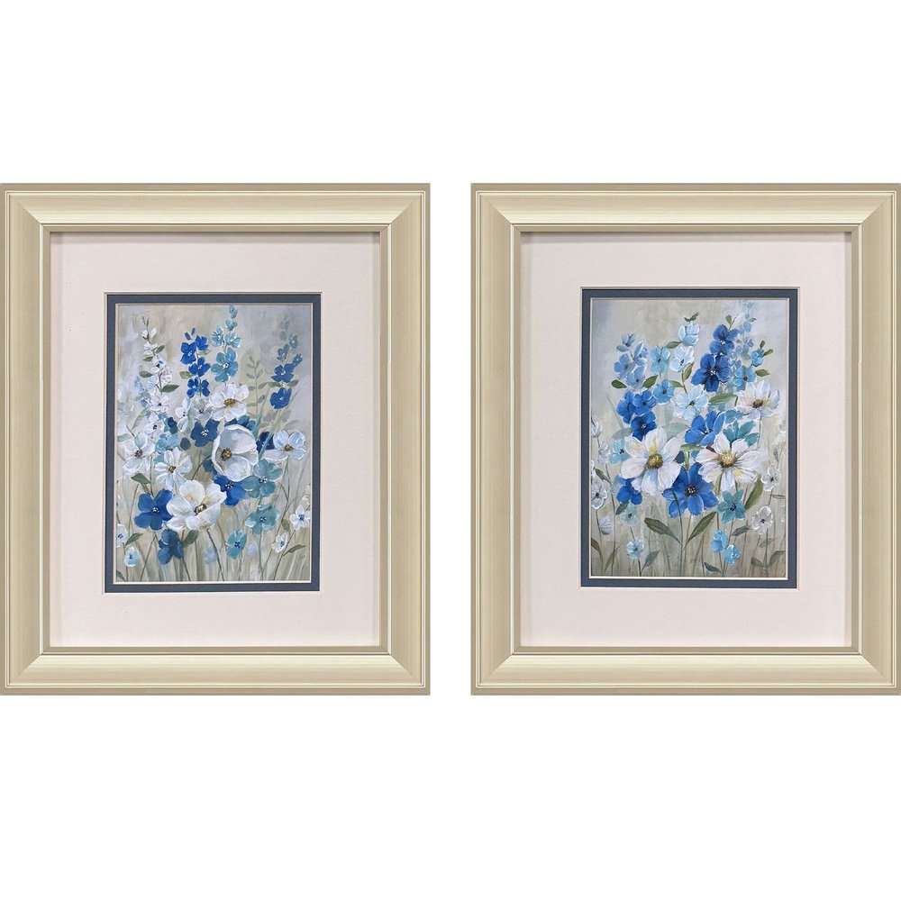 Set Of Two Blue Garden Gold Framed Wall Art HomeRoots