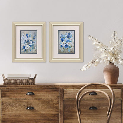 Set Of Two Blue Garden Gold Framed Wall Art HomeRoots