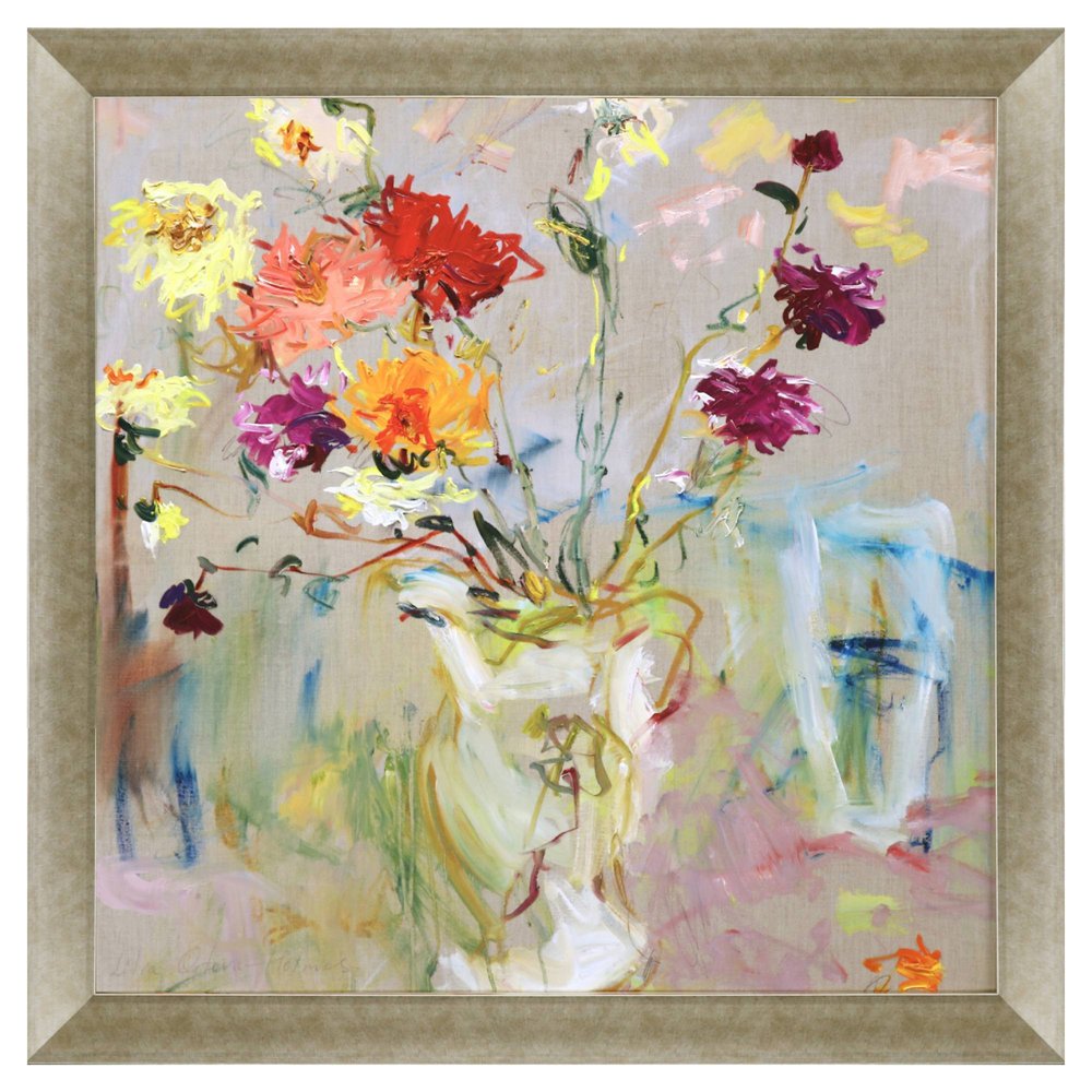 A Jug of Dahlias Gold Framed Wall Art HomeRoots