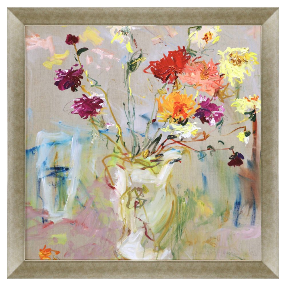 A Jug of Dahlias Gold Framed Wall Art HomeRoots