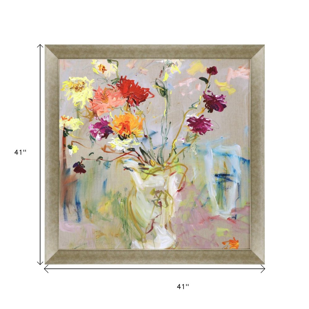 A Jug of Dahlias Gold Framed Wall Art HomeRoots