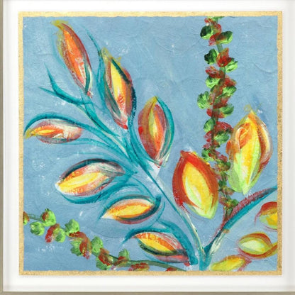 Vibrant Blue And Yellow Modern Floral Giclee Silver Framed Wall Art HomeRoots
