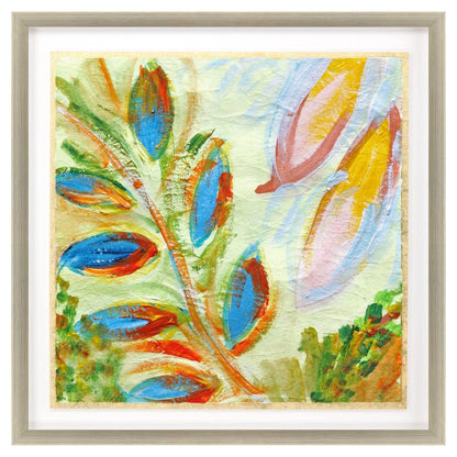 Vibrant Green And Yellow Modern Floral Giclee Silver Framed Wall Art HomeRoots