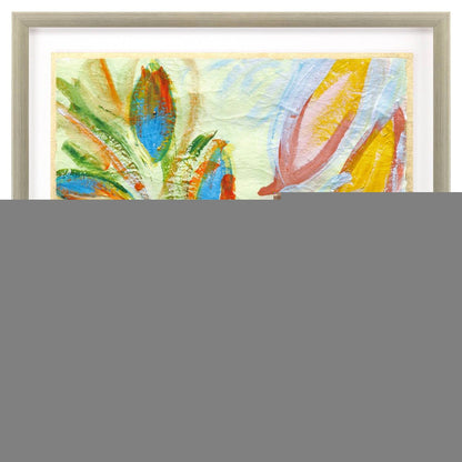 Vibrant Green And Yellow Modern Floral Giclee Silver Framed Wall Art HomeRoots