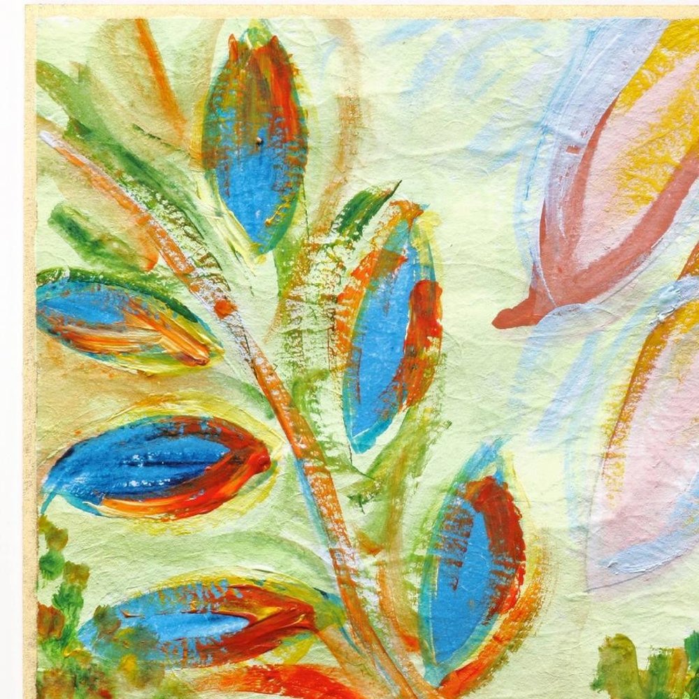 Vibrant Green And Yellow Modern Floral Giclee Silver Framed Wall Art HomeRoots