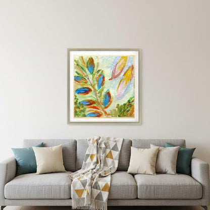 Vibrant Green And Yellow Modern Floral Giclee Silver Framed Wall Art HomeRoots