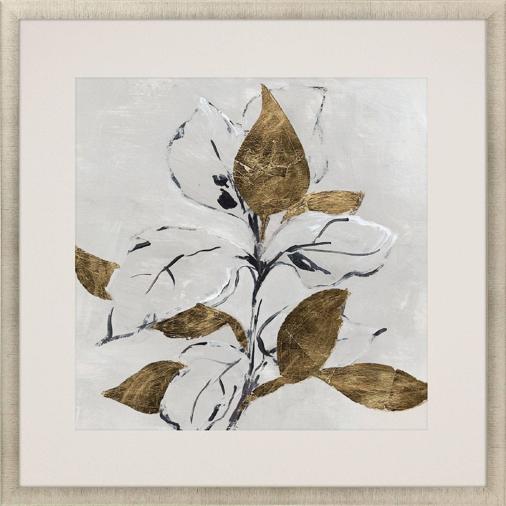 Golden Floral I Gold Framed Wall Art HomeRoots