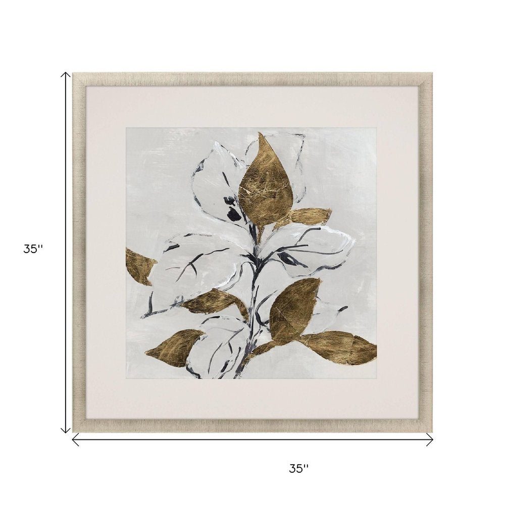 Golden Floral I Gold Framed Wall Art HomeRoots