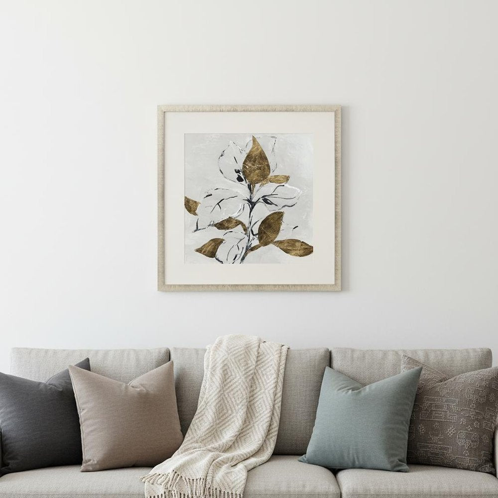 Golden Floral I Gold Framed Wall Art HomeRoots