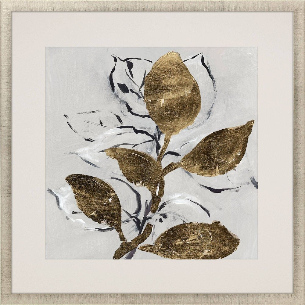 Golden Floral II Gold Framed Wall Art HomeRoots