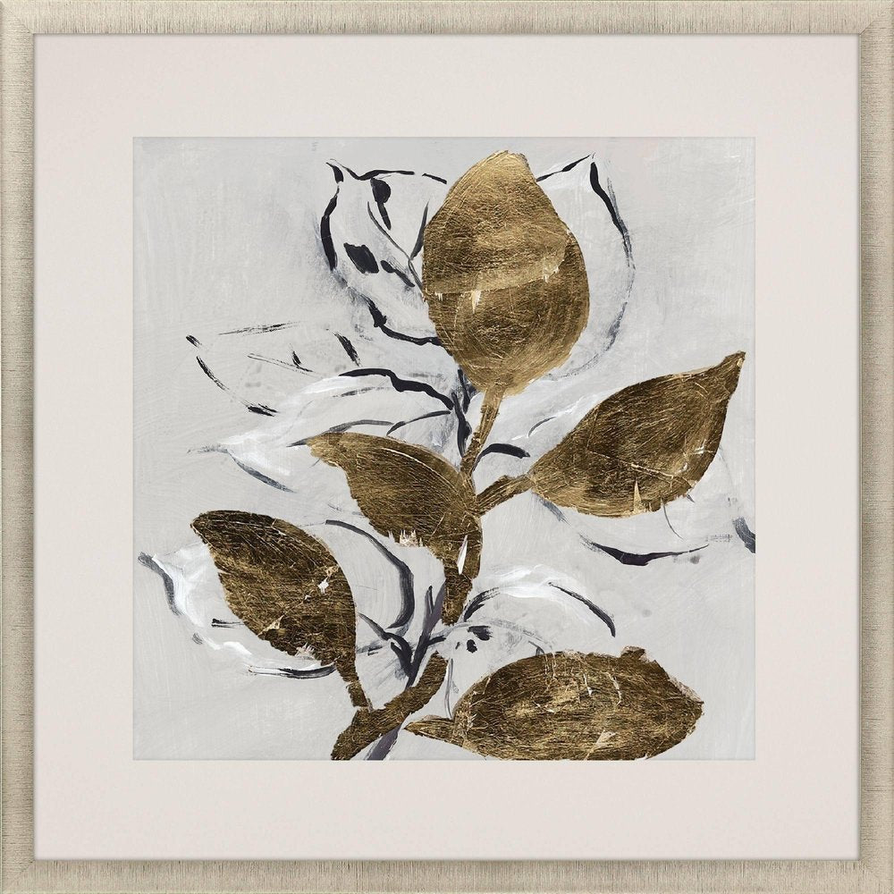 Golden Floral II Gold Framed Wall Art HomeRoots