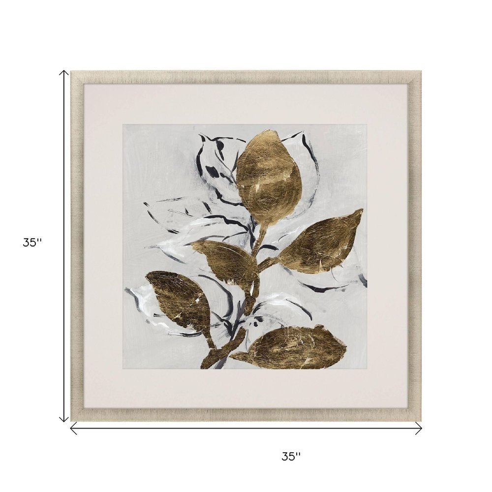 Golden Floral II Gold Framed Wall Art HomeRoots