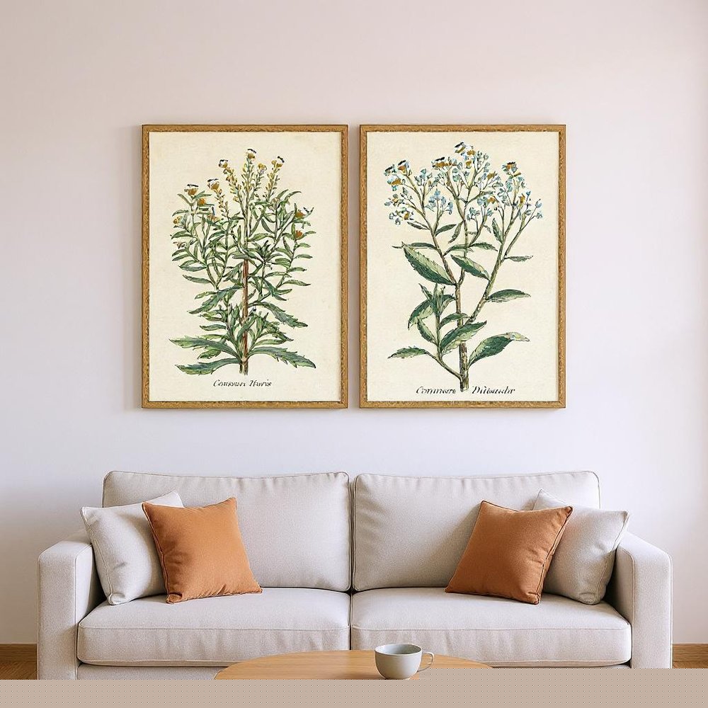 Set Of Two Botanical Plants I Gold Framed Wall Art HomeRoots