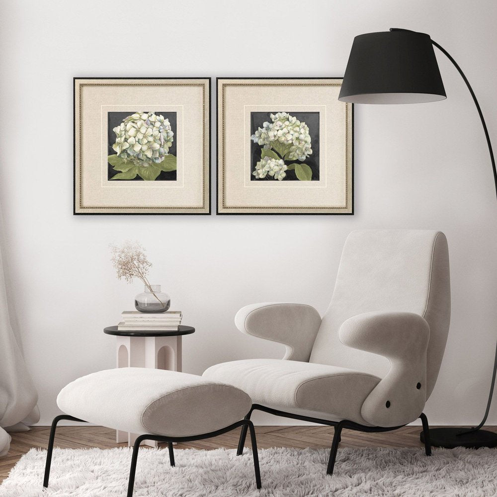 Set Of Two Hydrangeas on Black Silver Framed Wall Art HomeRoots