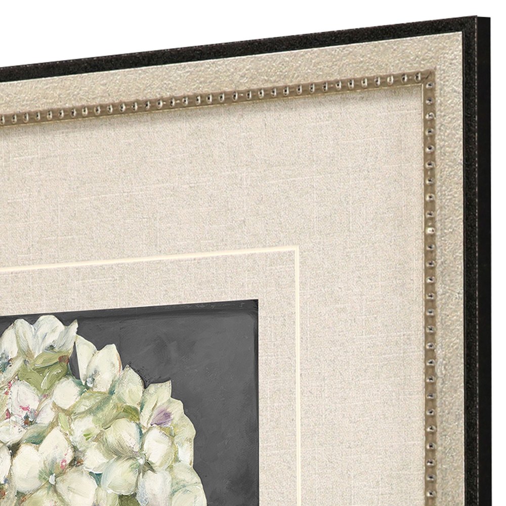 Set Of Two Hydrangeas on Black Silver Framed Wall Art HomeRoots