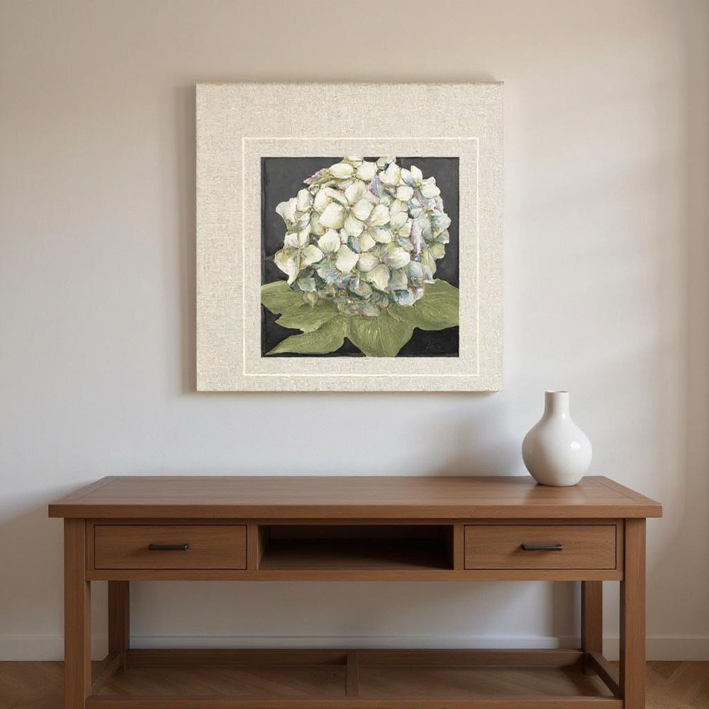 Set Of Two Hydrangeas on Black Silver Framed Wall Art HomeRoots
