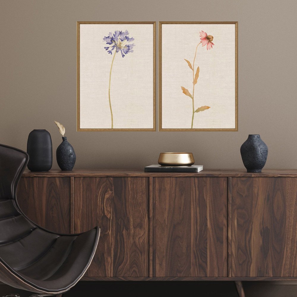 Set Of Two Wild Flourish I Gold Framed Wall Art HomeRoots
