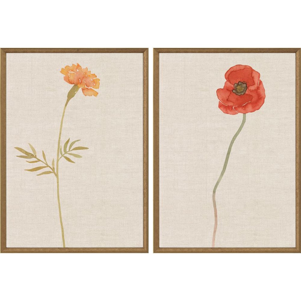 Set Of Two Wild Flourish II Gold Framed Wall Art HomeRoots