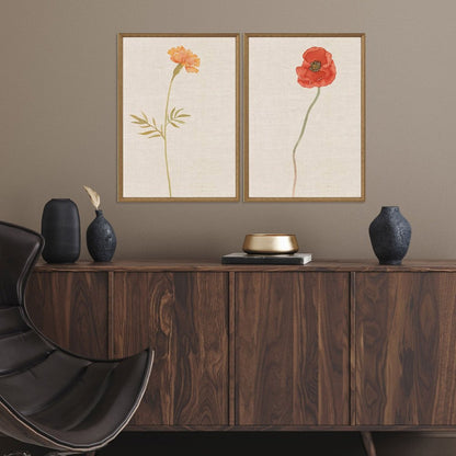 Set Of Two Wild Flourish II Gold Framed Wall Art HomeRoots