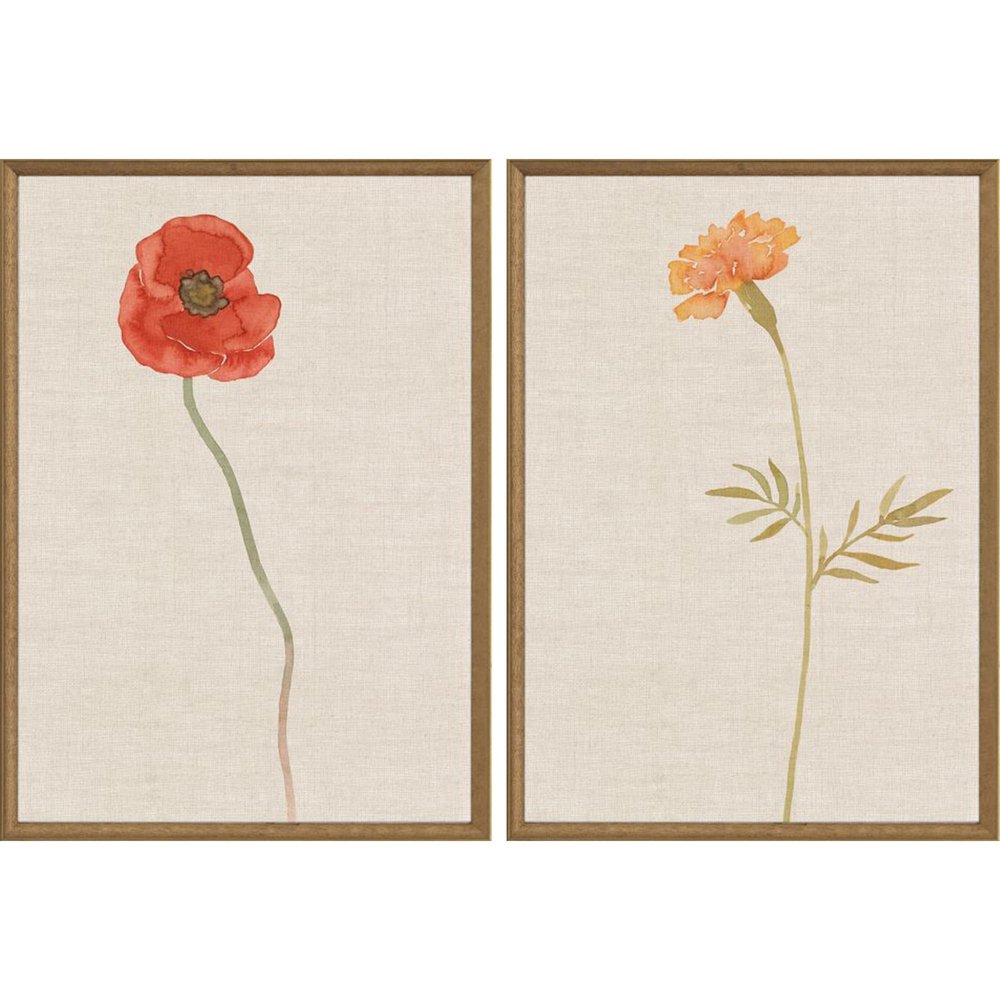 Set Of Two Wild Flourish II Gold Framed Wall Art HomeRoots