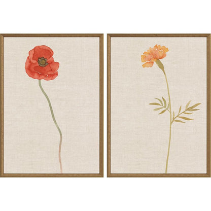 Set Of Two Wild Flourish II Gold Framed Wall Art HomeRoots