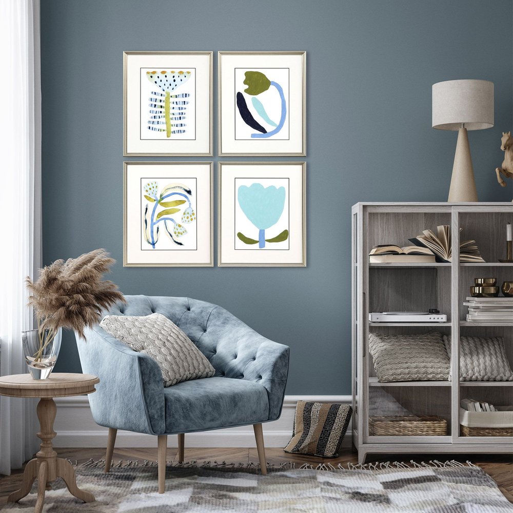 Set Of Four Naive Garden Silver Framed Wall Art HomeRoots