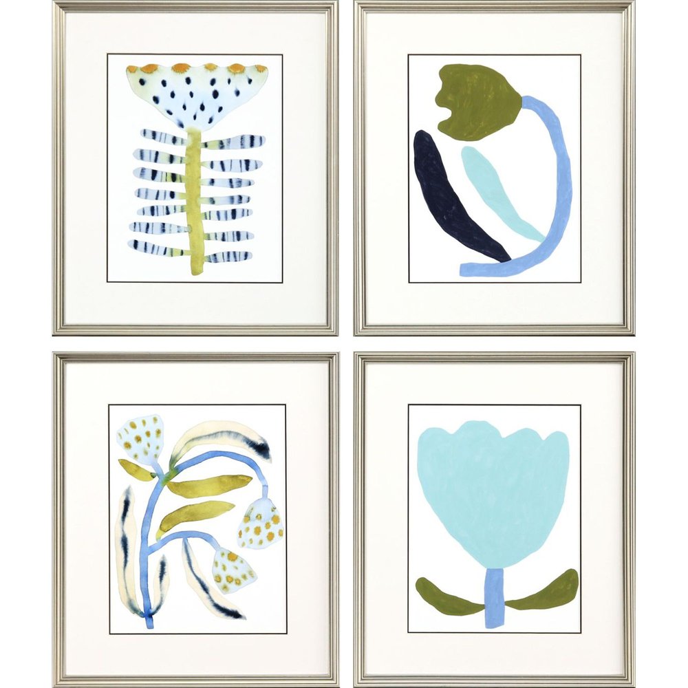 Set Of Four Naive Garden Silver Framed Wall Art HomeRoots
