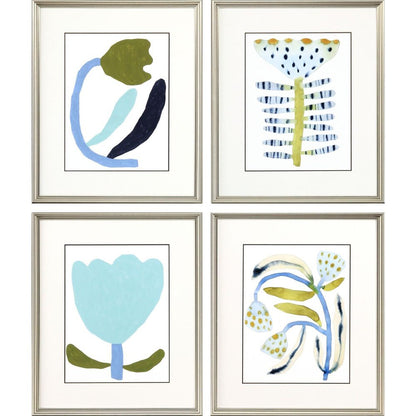 Set Of Four Naive Garden Silver Framed Wall Art HomeRoots