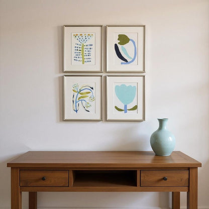 Set Of Four Naive Garden Silver Framed Wall Art HomeRoots