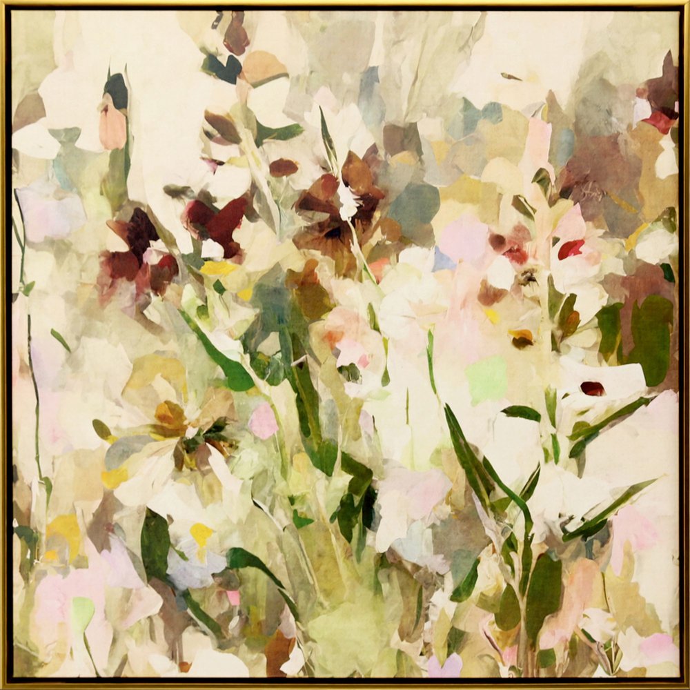 Modern Wildflower Gold Floater Frame Wall Art HomeRoots