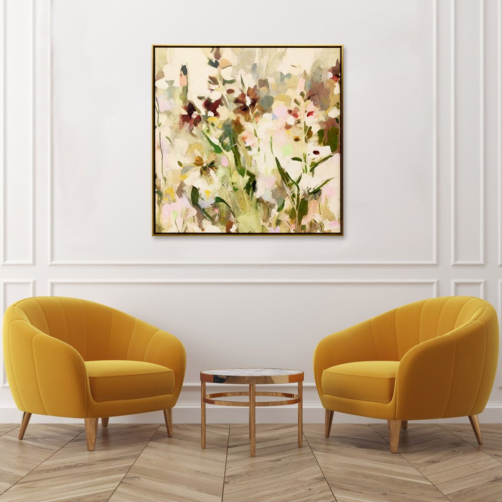 Modern Wildflower Gold Floater Frame Wall Art HomeRoots