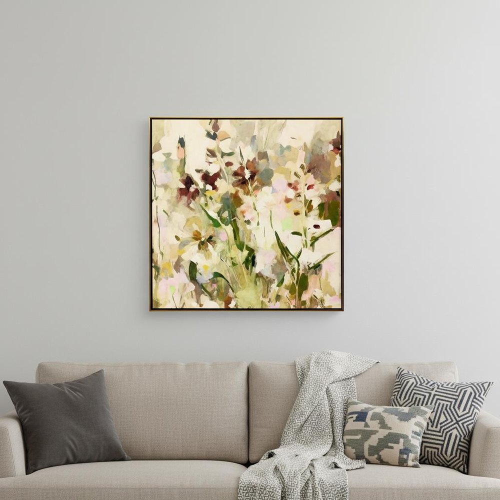 Modern Wildflower Gold Floater Frame Wall Art HomeRoots