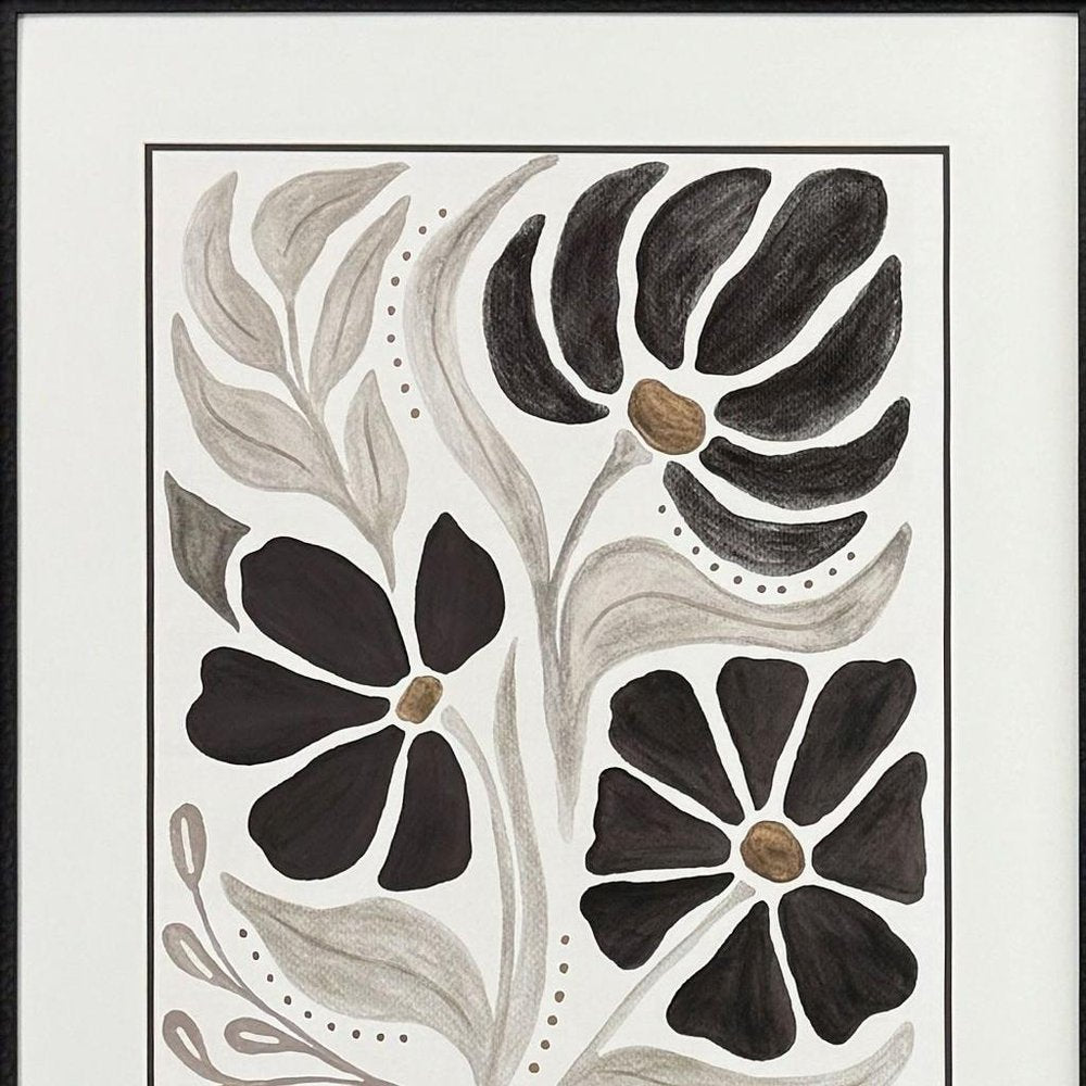 Modern Petals II Gold Framed Wall Art HomeRoots