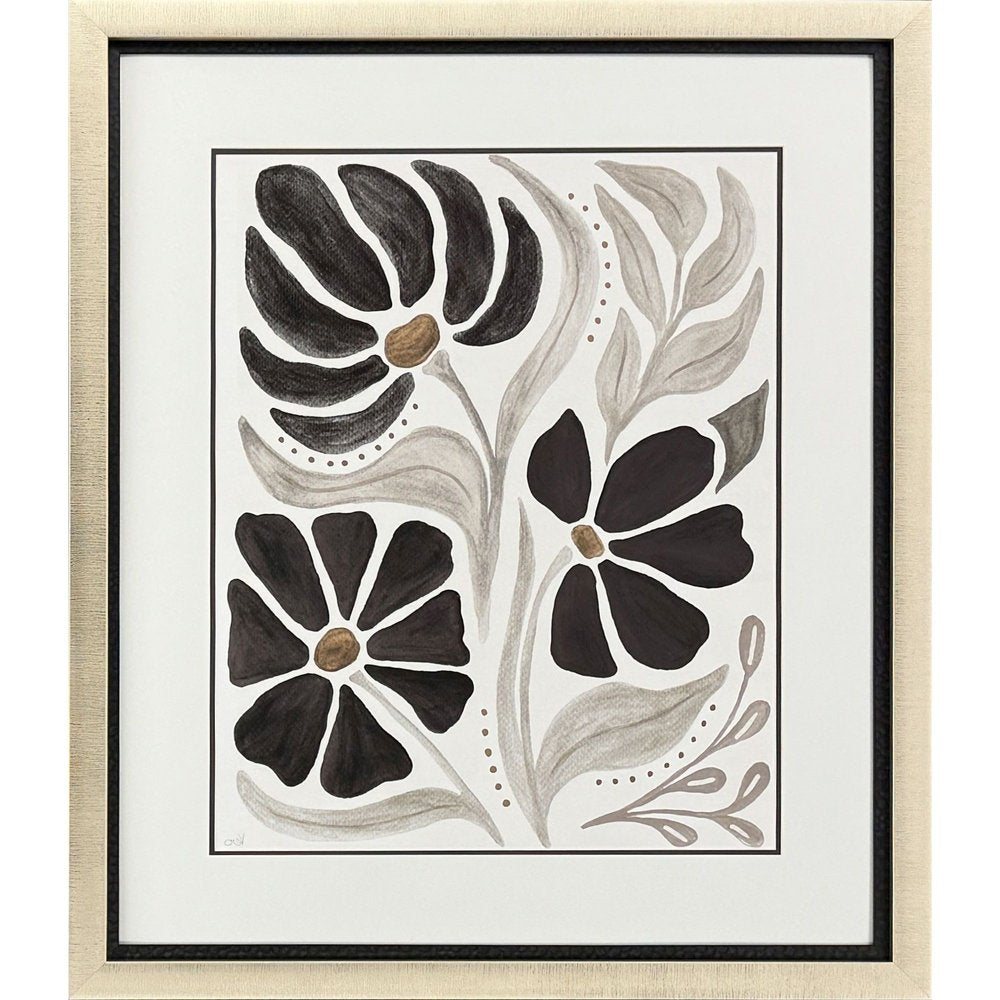 Modern Petals II Gold Framed Wall Art HomeRoots