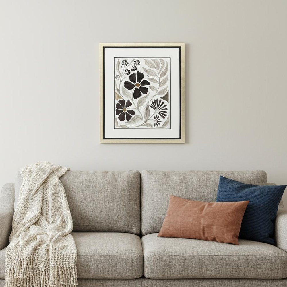 Modern Petals III Gold Framed Wall Art HomeRoots