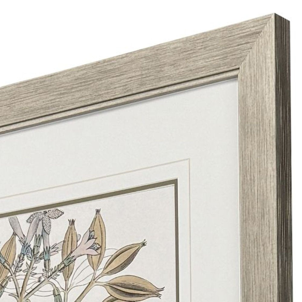 Flowering Botanical I Distressed Silver Framed Wall Art HomeRoots