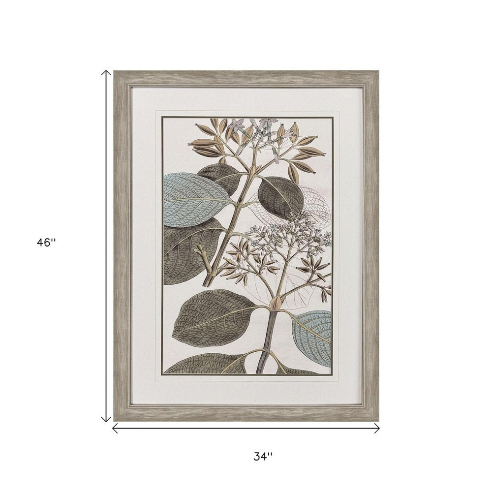 Flowering Botanical I Distressed Silver Framed Wall Art HomeRoots