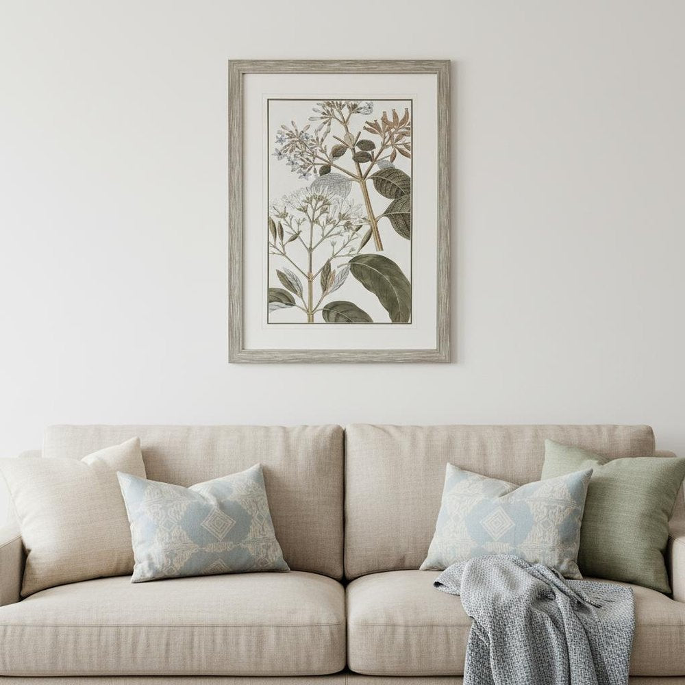 Flowering Botanical II Distressed Silver Framed Wall Art HomeRoots