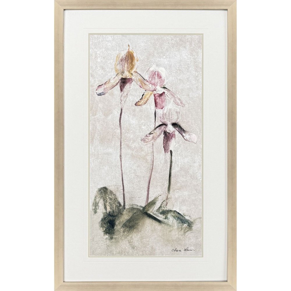 Purple Dancing Orchid I Silver Framed Wall Art HomeRoots