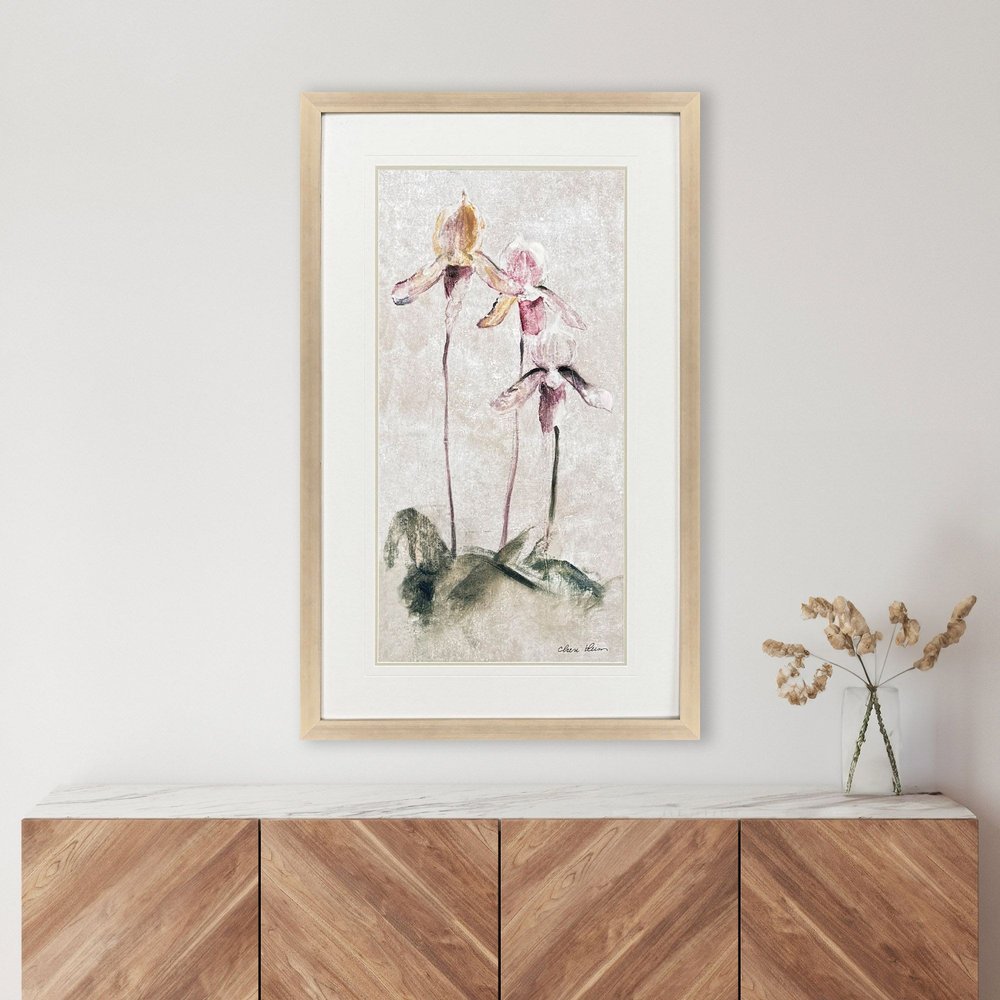 Purple Dancing Orchid I Silver Framed Wall Art HomeRoots