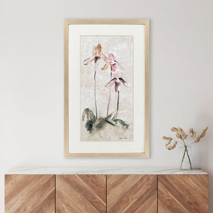 Purple Dancing Orchid I Silver Framed Wall Art HomeRoots